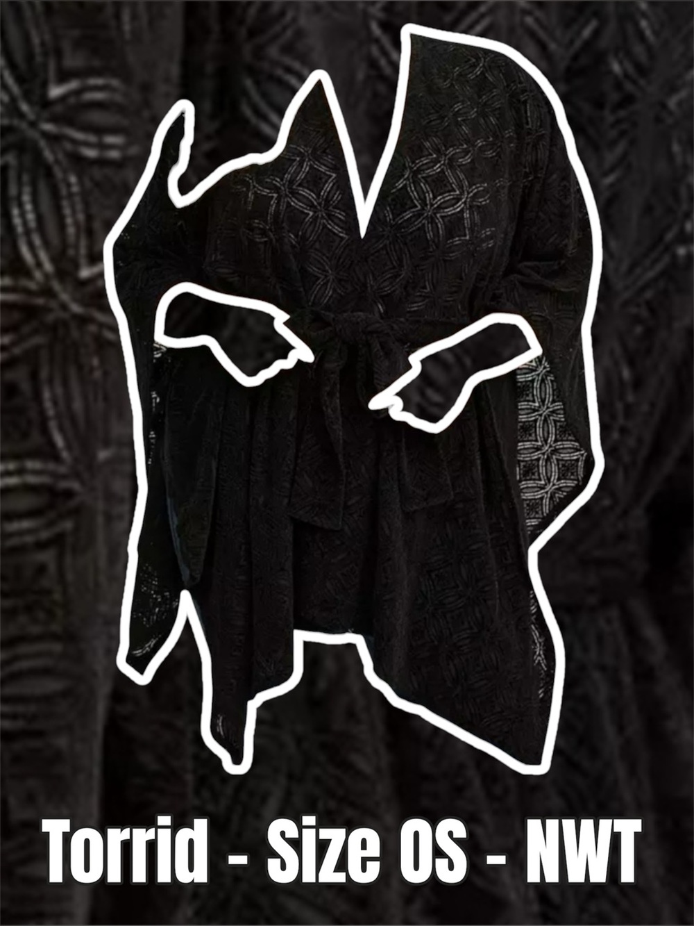 Torrid Black Lace Tie-Front Kimono Top